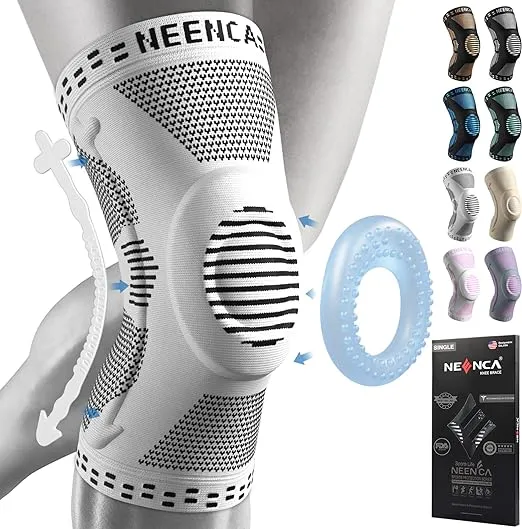 NEENCA Professional Knee Brace, Compression Knee Sleeve with Patella Gel Pad & Side Stabilizers, Knee Support Bandage for Pain Relief, Medical Knee