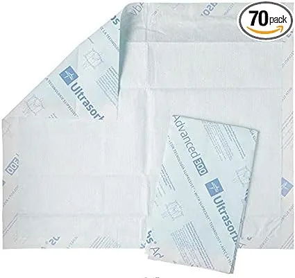 Medline Ultrasorbs Advanced Premium Disposable Underpads with SlipResist Technology, 30" x 36", 70 Count,White