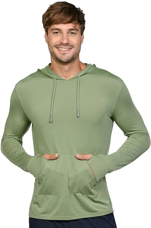 Men's Performance UPF 50+ UV/Sun Protection Hoodie T-Shirt Long Sleeve with ...