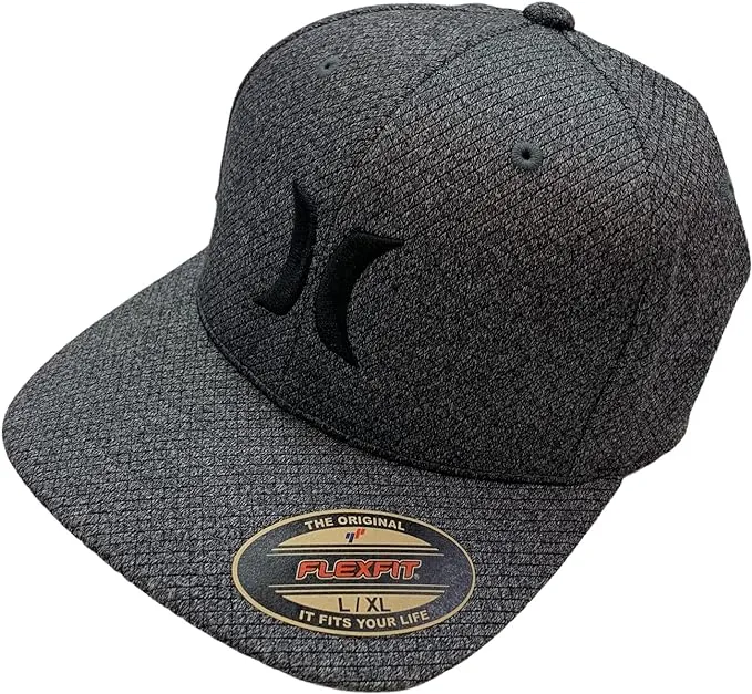 Hurley Men&#039;s Icon Texture Baseball Cap Gray - Stretch Fit L/XL