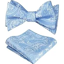 Alizeal Mens Paisley Jacquard Untied Bow Tie Pocket Square Set Royal Blue