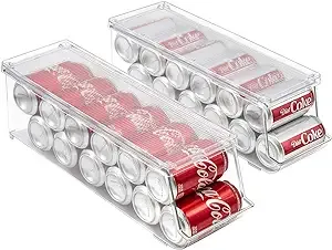 Sorbus 2 Pack Clear Acrylic 12-Can Organizer with Lids