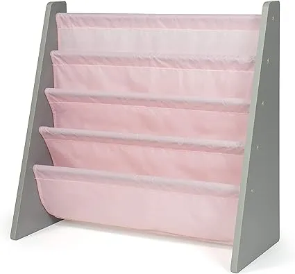 Humble Crew Book Organizer Kids Bookshelf, Grey/Pink