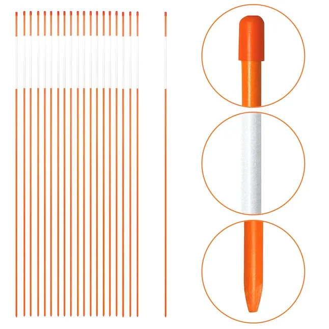 Anley 48" Reflective Driveway Markers, Snow Stakes Safety Markers Orange 20 Pack 0.25" Dia.