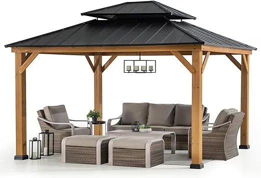 Sunjoy 12 ft. x 20 ft. Cedar Framed Gazebo Hardtop