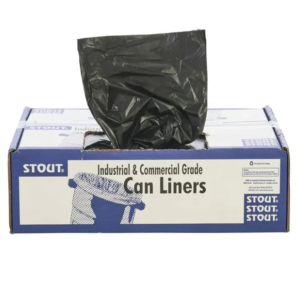 Nature Saver Trash Can Liners Rcycld 40-45 Gal 1.25mil 40"x46" 100/BX BK 00990