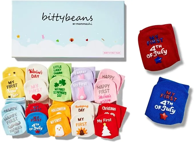 Mommachi Baby Socks Gift Set, 10 Pairs Baby Socks With Quotes – Cute Baby Gift Socks – Expecting Parents to be Unique Gifts, Patriotic Babys First 4th of July Socks