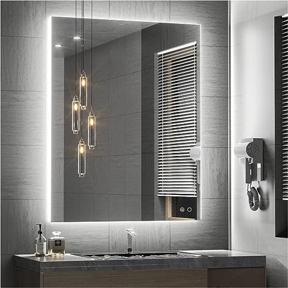 Keonjinn Backlit 36 x 28 inch LED Bathroom Mirror Wall Mounted Anti Fog Dimmable