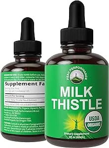 USDA Organic Milk Thistle Extract Vegan Liquid Drops. Liver Detox Herbal Supplement. Zero Sugar, Great for Digestion and A Cleanse. Pure Organic Milk Thistle Tincture Supplements for Women and Men