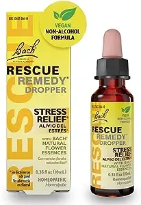 Bach Rescue Remedy Dropper 20ml, Natural Stress Relief, Homeopathic Flower Remedy, Non-Habit Forming, Vegan & Gluten-Free (Non-Alcohol Formula)