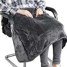 MAXTID Small Weighted Lap Blanket for Sofa Heavy Lap Pad 39in x 23in 8 lbs - Dark Grey for Adults, Kids