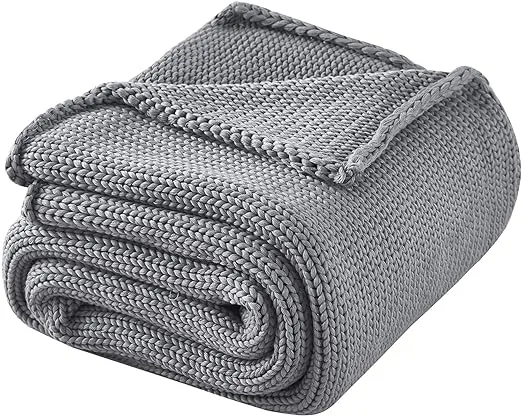 L'AGRATY Knitted Weighted Blanket - 60"x80" 15lbs Cooling Chunky Knit Heavy ...