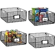 X-cosrack Extra Large Foldable Wall Mount Wire Basket Organizer with Handles (4 Pack)