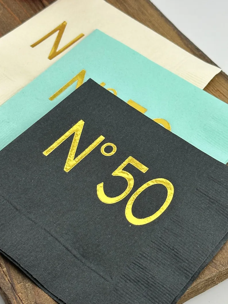 50th Birthday Decorations, 50th Birthday Napkins, Couture Birthday Napkins, Fiftieth Party Decorations, Birthday Napkins For Her