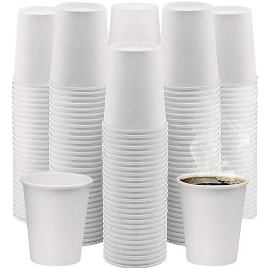 NYHI 300-Pack 8 oz. White Paper Disposable Cups - Hot/Cold Beverage Drinking Cup for Water, Juice, Coffee or Tea - Ideal for Water Coolers, Party, or