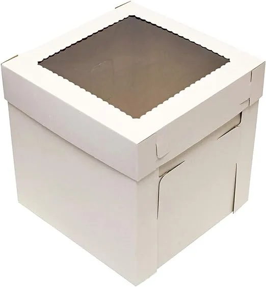 Spec101 10X10X8 Inch White Bakery Boxes With Window (25 Pack)