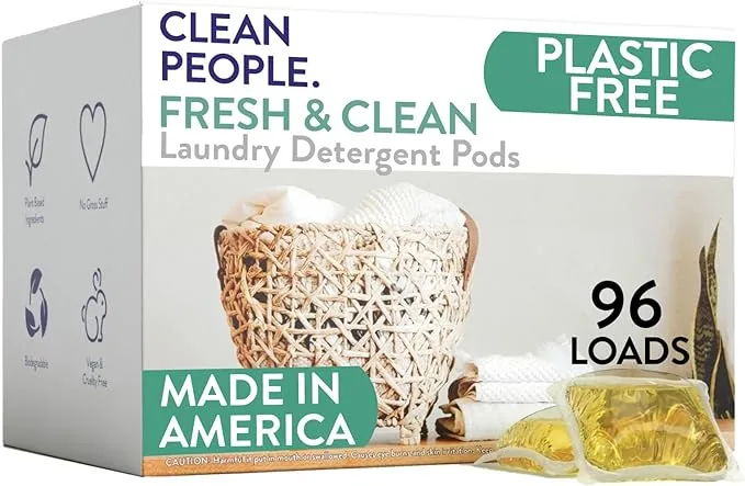 The Clean People Laundry Detergent Pods - Hypoallergenic Laundry Pods - Ultra Concentrated, Recyclable Packaging, Stain Fighting - Fresh Scent, 192