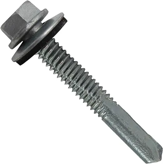 #12x1-1/2" Metal to Metal Type #5 (Galvanized/ZINC) Hex Head Drill Point Metal to Metal Roofing Screws. 9/16" EPDM Washer