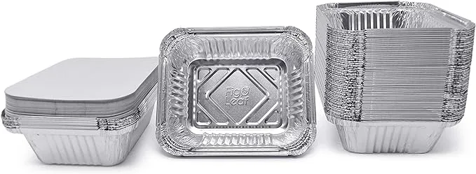 Fig &amp; Leaf (120 Pack) Premium 1-LB Takeout Pans with LIDS - 5.6&#034; x 4.6&#034; x 1.9&#034;