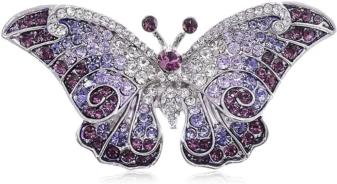 Alilang Empress Monarch Winged Butterfly Swarovski Crystal Rhinestone Brooch Pin