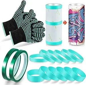 Silicone Bands for Sublimation Tumbler, 2 Sizes Elastic Sublimation Paper Holder Ring Bands with Heat Resistant Gloves Tape Accessories Kit for 20