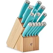 Hampton Forge Epicure True Aqua Knife Block Set, 15 Piece