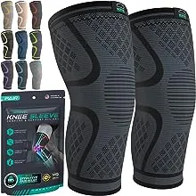 Modvel Knee Braces for Knee Pain Women & Men - 2 Pack Knee Brace for Knee Pain Set, Knee Brace Compression Sleeve, Knee Support for Knee Pain Meniscus Tear, ACL & Arthritis Pain Relief - Knee Sleeves