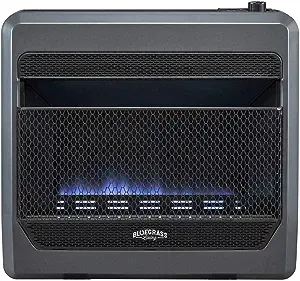 Bluegrass Living Natural Gas Vent Free Blue Flame Gas Space Heater with Blower and Base Feet