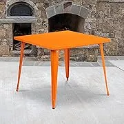 Flash Furniture Parker Commercial Grade 35.5" Square Orange Metal Indoor-Outdoor Table