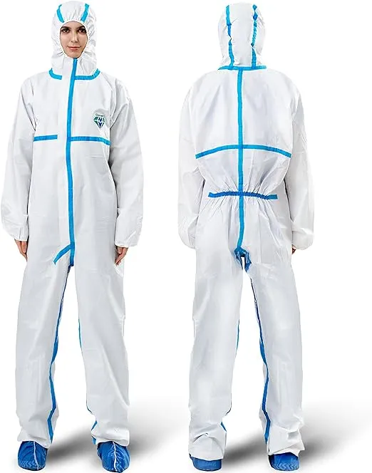 Medtecs Hazmat Suits - 6 Sizes Options - Disposable Coveralls Suit, Medical Protective Coverall PPE Hazmat Suits