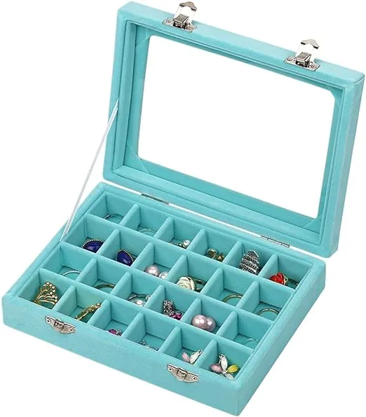 24 slot Jewelry Box Organizer Large Capacity Ring Earring Necklace Storage New