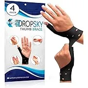 Dropsky Waterproof Thumb Brace with Gel Pad, Wrist Thumb Brace for Arthritis, Carpal Tunnel Pain and Support- Fits Left and Right Hand- Lightweight, Therapy Rubber-Latex, 4 pack-(Black)