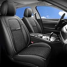 Coverado Front and Back Seat Covers Full Set, 5 Seats Universal Seat Covers for Cars, Breathable Leather Car Seat Cushions, Auto Seat Protectors Universal Fit for Most Sedans SUV Pick-up Truck, BlackCoverado Front and Back Seat Covers Full Set, 5 Seats U