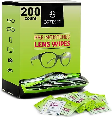 Eyeglass Cleaner Lens Wipes- 200 Pre-Moistened Individual Wrapped Eye Glasses Cleaning Wipes | Glasses Cleaner Safely Cleans Glasses Sunglasses