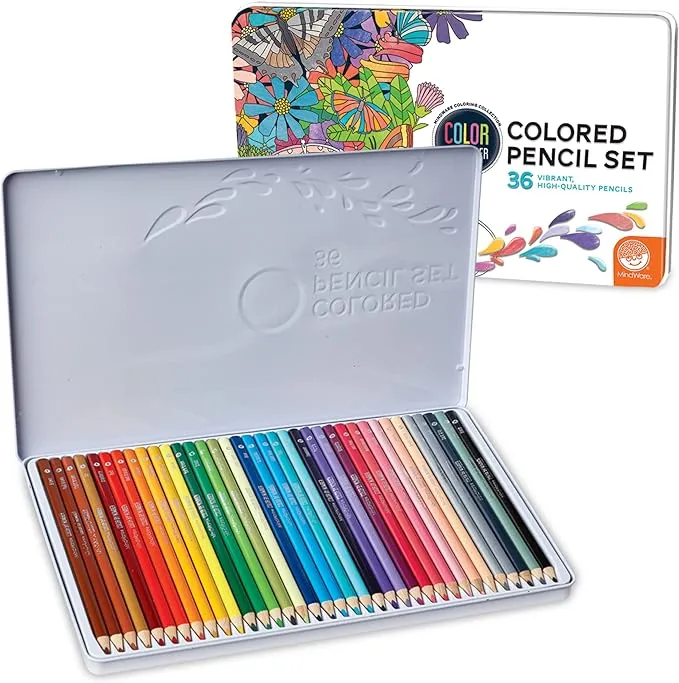 Mindware Color by Numbers 36 Colored Pencils in a Tin