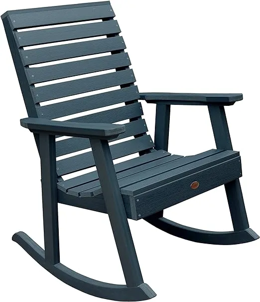 highwood® Weatherly Outdoor Rocking Chair, Eco Friendly Synthetic Wood In Weathered Acorn Color