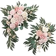 Artificial Flower Swag Wedding Arch Flowers Set of 2 Rose Flower Swag Arrange...