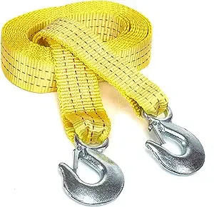 Neiko 51005a Heavy-Duty Tow Strap with Hooks, 2 Inches by 20 Feet, Woven Polyester Webbing, and 10,000-Pound Capacity