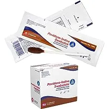 Dynarex Povidone Iodine Swabsticks, Swabstick Packaged in Individual Foil Pack, Antiseptic for Skin Preparation, Brown, 1 Case of 500 Dynarex Povidone Iodine Swabsticks (1 Box of 50)Dynarex Povidone Iodine Swabsticks, Swabstick Packa…