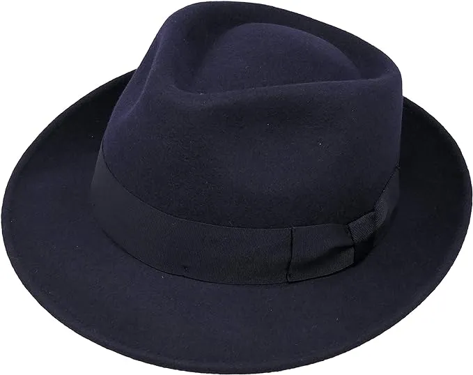 Premium Doyle - Teardrop Fedora Hat - 100% Wool Felt - Crushable for Travel ...