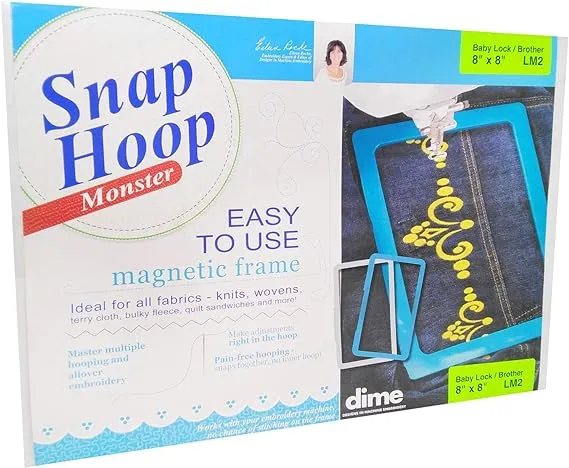 Snap Hoop Monster for Baby Lock/Brother (8" x 8") Magnetic Embroidery Hoop for Machine Embroidery