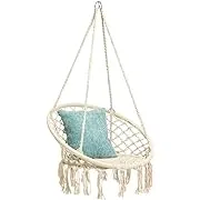 Mertonzo Hammock Swing Chair for 2-16 Years Old Kids,Handmade Knitted Macrame Hanging Swing Chair for Indoor,Bedroom,Yard,Garden- 230 Pound Capacity Off-White