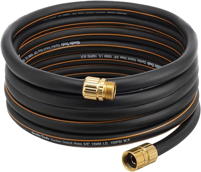 Giraffe Tools Garden Hose 5/8" x 25ft, Custom Length, No Kink, Flexible, Leakproof Water Hose, Male Female Fittings, 600 Burst PSI, 25ft, Black OrangeGiraffe Tools Garden Hose 5/8" x 25ft, Custom Length, No Kink, Flexible, Leakproof Water Hose, Male Fema