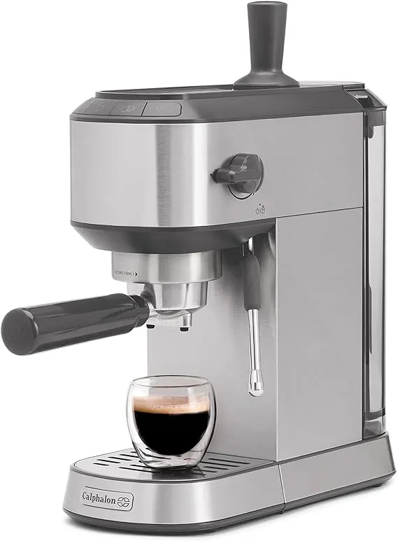 Calphalon Compact Espresso Machine, Home Machine with Medium, Silver 