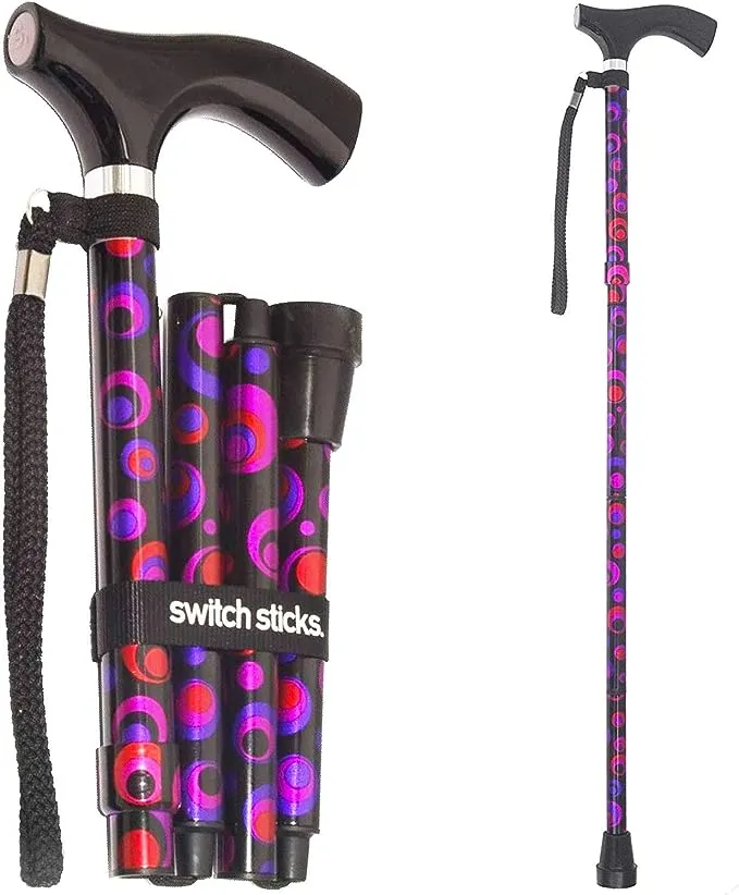 Walking Cane for Men or Women Foldable and Adjustable from 32-37&#034; Bubbles FSA...