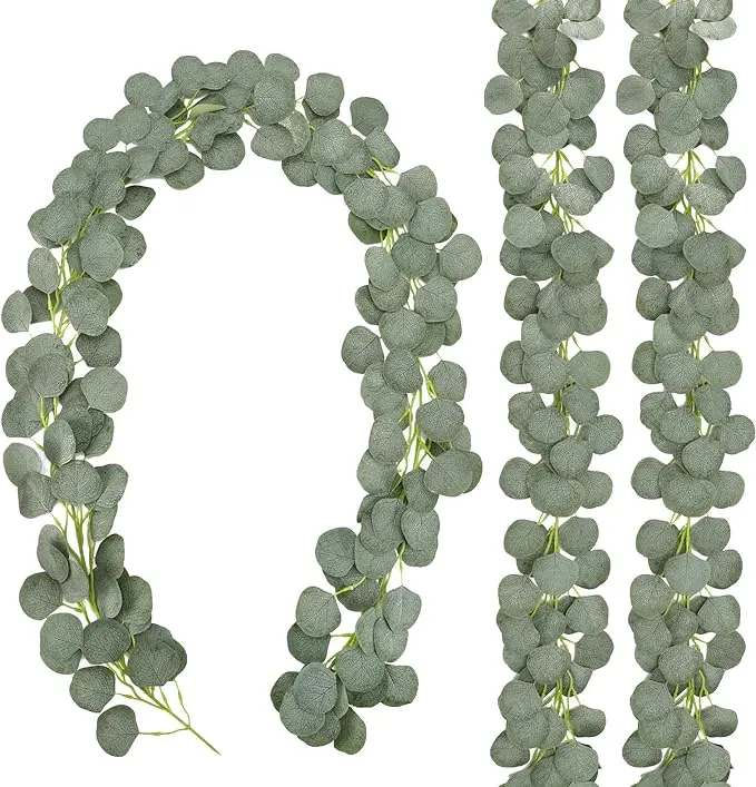 DearHouse 5.5Ft Seeded Eucalyptus Garland, Artificial Vines Faux Eucalyptus Leaves Table Garland Artificial Eucalyptus Garland Greenery Wedding Backdrop Arch Wall Decor