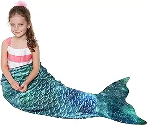 Kids Mermaid Tail Blanket Cozy Mermaid Sleeping Bag for 3-14 yrs Girls Fish S...