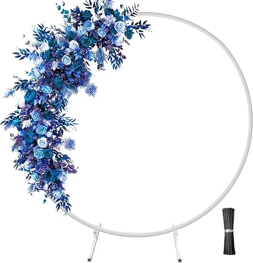 Wedding Arches for Ceremony Wedding Arch 6.6ft Circle Backdrop Stand Round Backdrop Stand Balloon Arch Stand Circle Balloon Arch Frame Round Balloon Arch Frame for Party Decoration (6.6ft White)