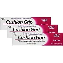 Cushion Grip Thermoplastic Denture Adhesive, 1 oz (Pack of 3) Make Your Denture Fit Snug Again for Up to 4 Days [Not a Glue Adhesive, Acts Like a Fitting Denture Liner]