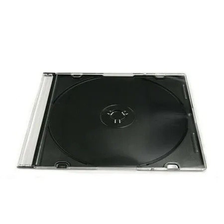 100 Pack Slim 5.2mm Jewel Case Black Single CD DVD Disc Storage w/Built-in Tray